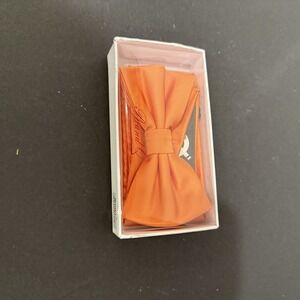 Brand Q Adjustable Orange Pre-tied Bowtie Bow Tie & hankie Italy Model BT100-GG